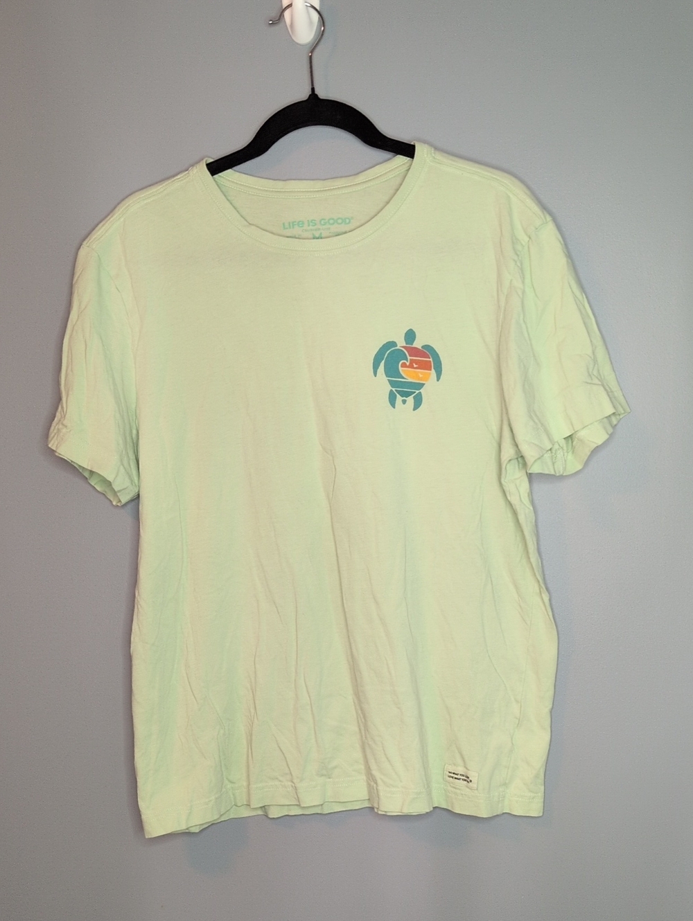 Life Is Good Seafoam Short-Sleeve Tee with Turtle Graphic Men's Size M Medium